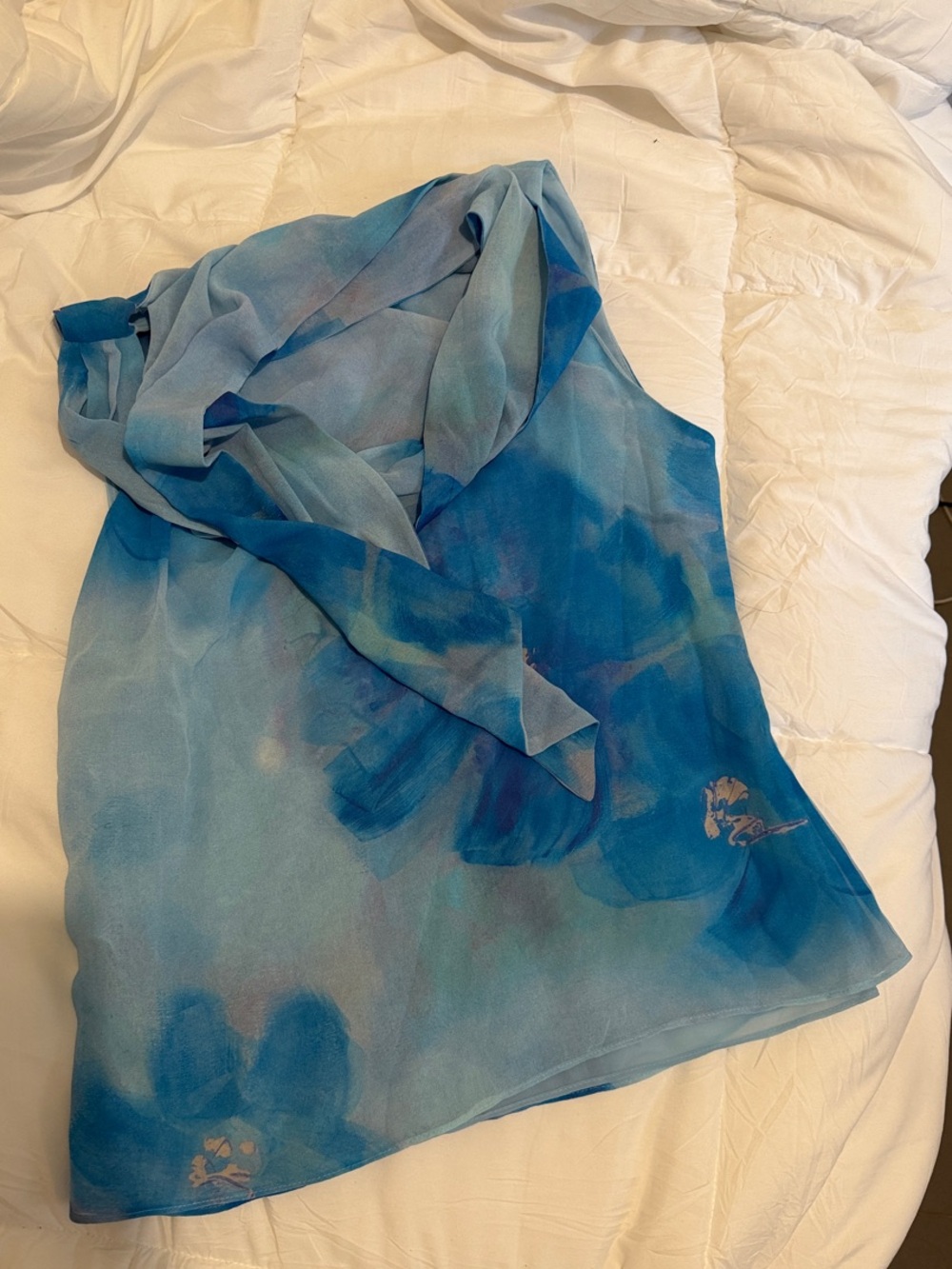 Mango Blue Watercolor Tie-Neck Camisole